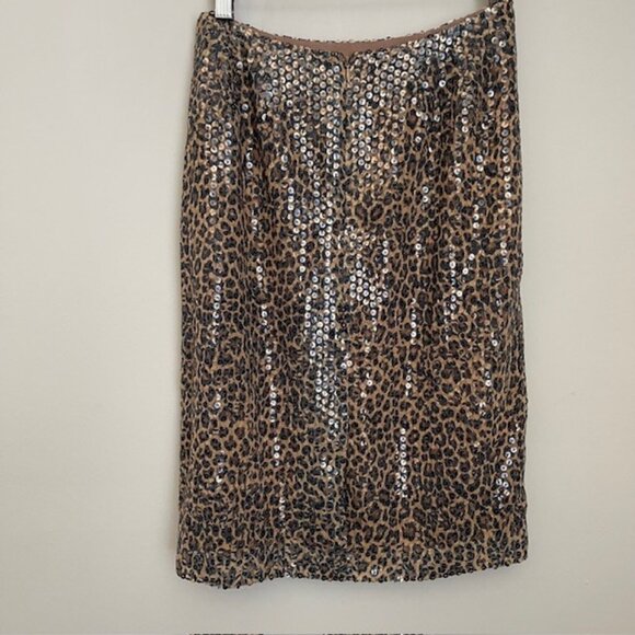 VTG CARLISLE sequin leopard pencil skirt Size US 4 - Picture 2 of 6